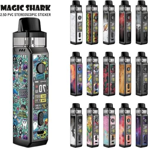 2.5D Leaf Skull Star Sky Flower Wood Print Painting Pod Cover Sticker Film Case for Voopoo Vinci X