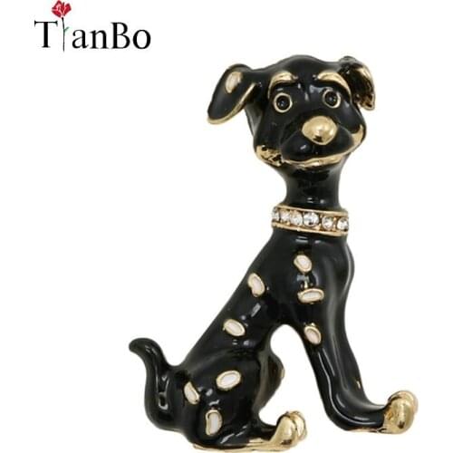 Black Enamel Dog Brooches for Women Fashion Cute Puppy Brooch Pin Vintage Animal Broches High Quality New Year Gift