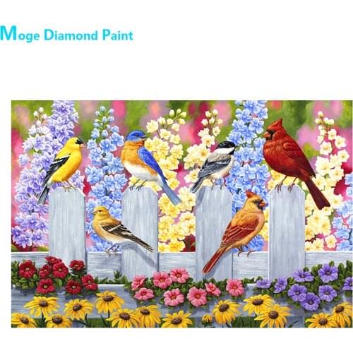 Flower Animal Diamond Painting Round Full Drill Fence Bird Nouveaute DIY Mosaic Embroidery 5D Cross Stitch Home Decor Gifts