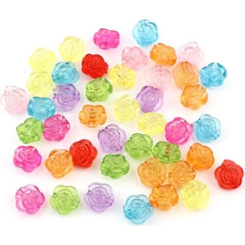 DoreenBeads Fashion Handamde Acrylic Beads Flower At Random Color Translucent DIY Making Necklace Loose Beads Jewelry,300 PCs