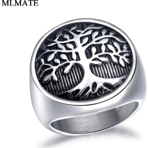 Tree of Life Ring for Men Stainless Steel Man Signet Ring Jewelry Dropshipping