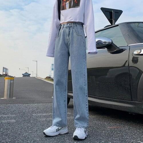 High Waist Jeans Woman Plus Size Street Style Elastic Waist Denim Pants Cotton Loose Coated Vintage Washed Boyfriend Jeans 2021