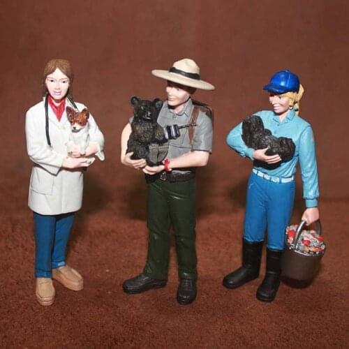 High -quality solid ppvc figure Genuine simulation model toy ornaments administrator Breeder vet 3 pcs/set