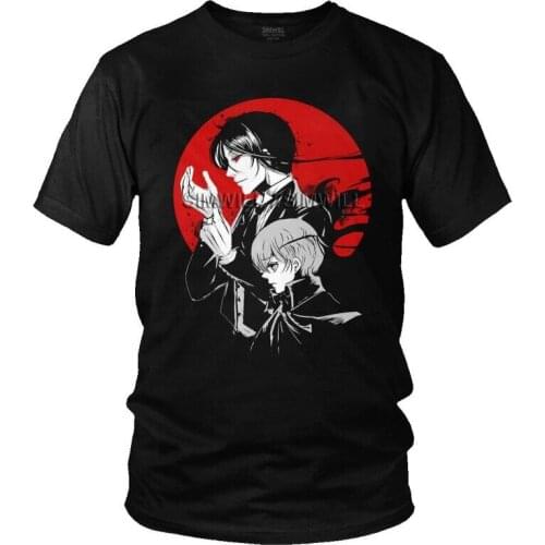 Black Butler Sebastian Michaelis Tshirt Men Short Sleeve Casual T Shirt Classic Ciel Phantomhive T-shirt Cotton Tee Tops Apparel