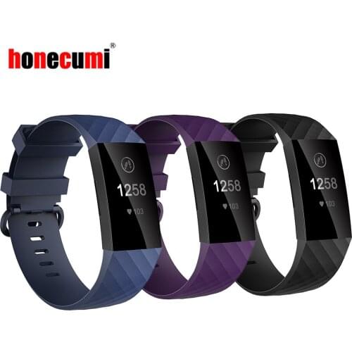 Honecumi 3pcs Pack Replacement Bands for Fitbit Charge 3 TPU Adjustable Accessory Wristbands Bracelet For Fit bit Charge 3