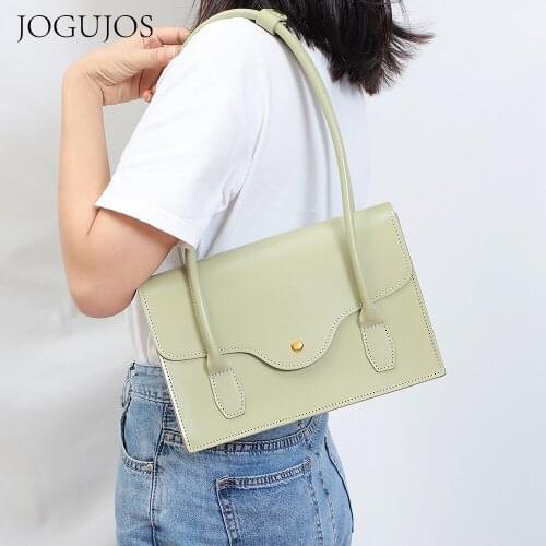 JOGUJOS Brand Shoulder Handbag Genuine Leather Women Shoulder Bag Fashion Women Bags Solid Ladies Small Messenger Handbag Female