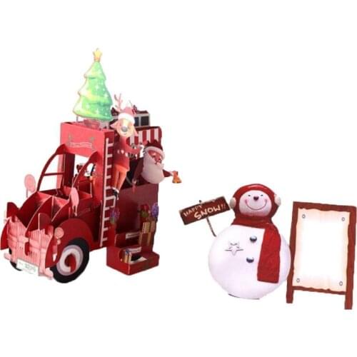 Creative 3D Card Christmas Card Waiting Christmas Float Stereo Hollow Paper Carving Card Holiday Blessing Card Gift