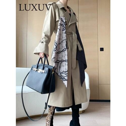 LUXUV Womens Windbreaker Long Trench Coat Spring Jacket Overcoat Female Outwear Lady Fashion Clothing Hoodie Cardigan Blouse