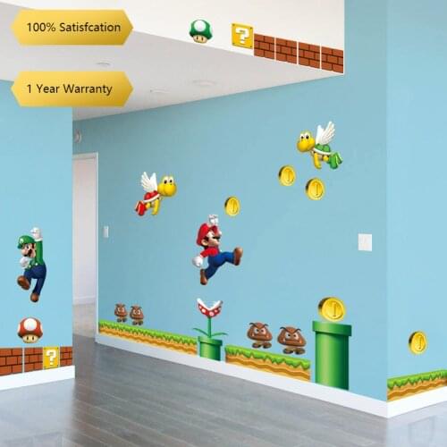 Cute Super Vinyl Removable Wall Sticker Decal Home Decors Giant Bros Kids Removable Wall Window Sticker Home Decor Decal