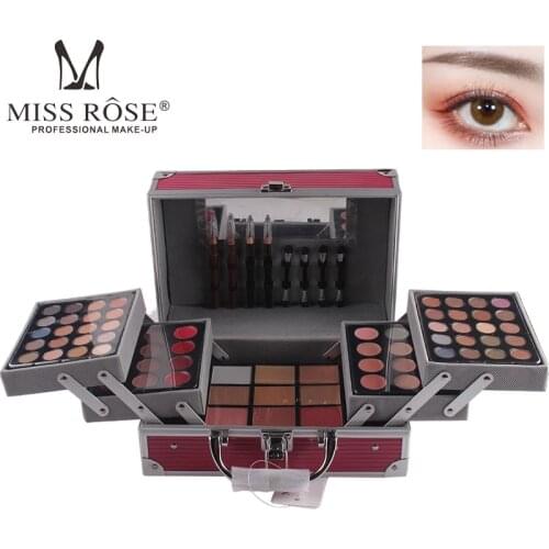 MISS ROSE Professional Makeup Set Aluminum Box Matte Eyeshadows Blush Contour Powder Palette For Artist Cosmetics Gift Kit TSLM1