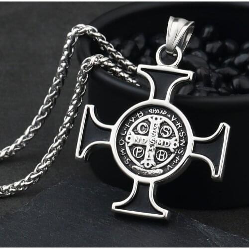 Fashion Cross Pendant Necklaces Black Color Stainless Steel Link Chain Colar for Men Women Hiphop Quality Vintage Jewelry MN121