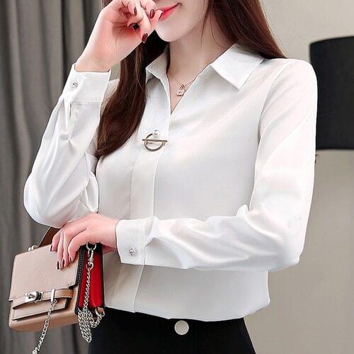 Fashion Woman Blouses 2020 Solid Chiffon Blouse Shirt Long Sleeve Women Shirts Office Blouse Womens Tops And Blouses 1783 50