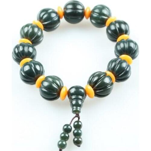 Natural Hetian Qingyu beads and Jade Bracelet Jewelry Fine men and women LuckyBracelet Auspicious Amulet Jade Bracelet