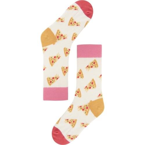 RUNNING CHICK Pizza autumn and winter new funny socks women and men 100% cotton dobby socks