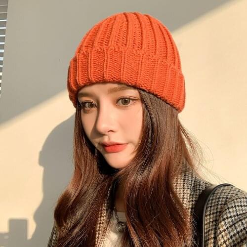NEW Knitted Hats for Women Black Beanie Hat Winter Mens Hats Women Beanies For Ladies Skullcap Solid Cap Knitted Thick hat
