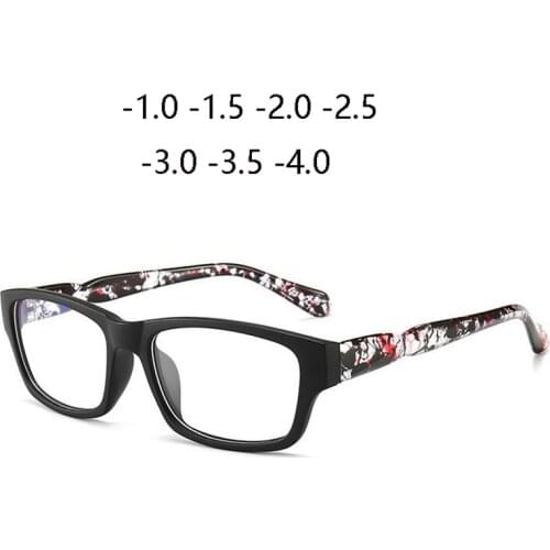 Matte Black Square Myopia Spectacle Women Retro Student Nearsighted Glasses Male Optics Eyewear -1.0 -1.5 To -4.0