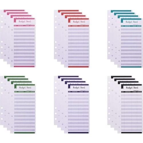 Expense Tracker Budget Sheets with Hole 24Pcs Loose Leaf Cash Money Envelop for A6 Binder Wallet Pockets Planner