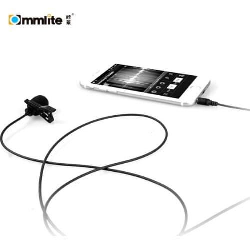 CoMica 1.2m Lavalier Phone Microphone Clip-on Omni-directional Condenser Mic for iPhone 8 7 6 Samsung iPad Huawei Smartphones
