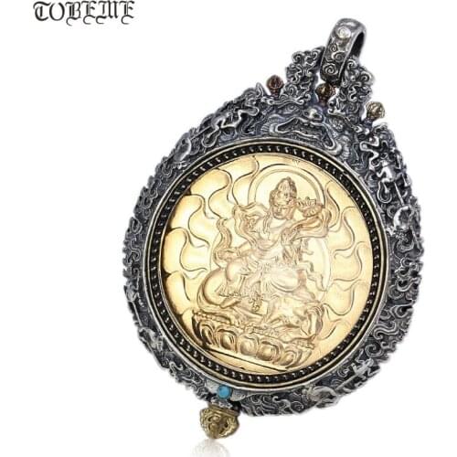 Solid 925 Silver Eight Buddha Statue Pendants Sterling Buddhist Buddha Amulet Pendant the Chinese Zodiac Good Luck Pendant