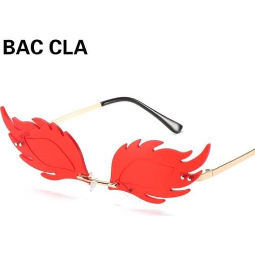 Luxury Fashion Flame Feather Sunglasses Ladies Frameless Fish Sunglasses Retro Ladies Metal Mirror Glasses UV400 Ocean Tablets