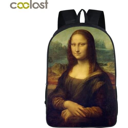 Mona Lisa/Pablo Picass/Van gogh School Backpack For Teenage Girls Boys Book Bags History Of Art Women Laptop Bag Bolsa mochila