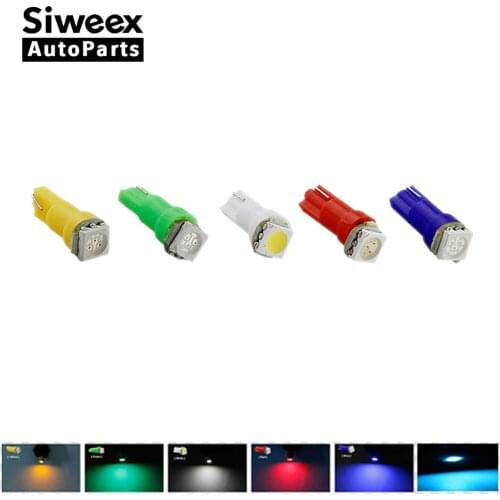 20 Pcs/Lot Car Interior LED Lights T5 1 SMD 5050 Dashboard Vehicle Bulbs Yellow Blue Green Red White Ice Blue Dome Lamp 12V DC