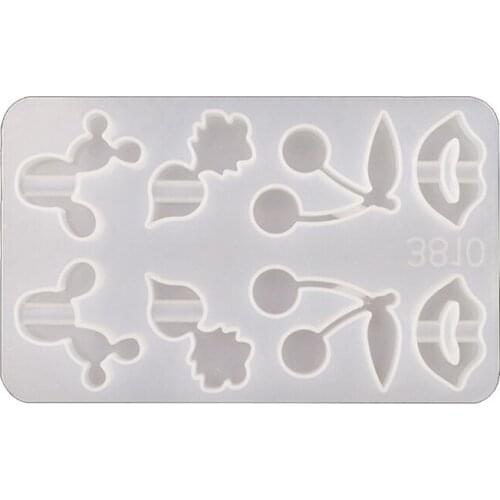 T5UF Crystal Epoxy Resin Mold Fruit Animal Straws Decoration Buckle Silicone Mould DIY Crafts Jewelry Decorative Casting Tools