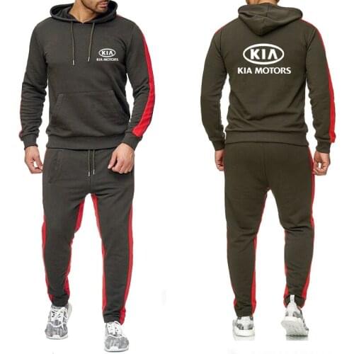 Hoodies Men KIA Motors Car Logo Printed Sweatshirt Fashion Casual Fleece Hoodies Men Spring Autumn Pants Suit 2pcs