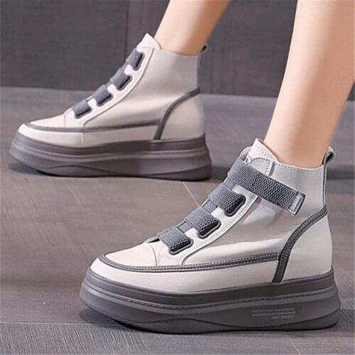 Casual Shoes Fashion Sneakers Womens Comfort Cow Leather Plaform Ankle Boots High Heels Comfort Oxfords 34 35 36 37 38 39