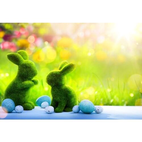 VinylBDS Photography Background Easter Decoration Rabbit Backdrops Huevos De Pascua Backdrop Spring Bokeh Backdrop for Studio