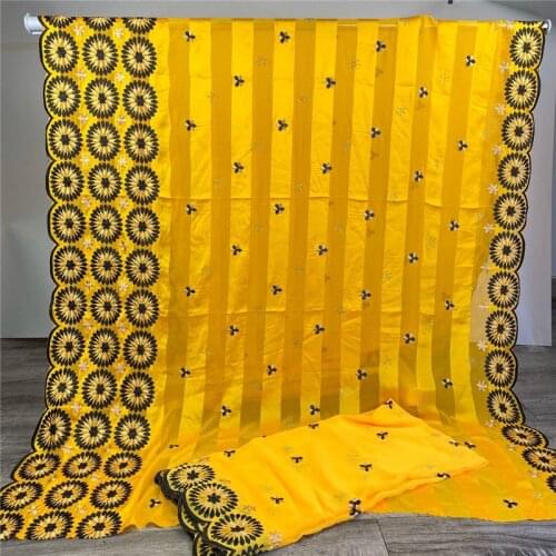 High quality silk fabric for lady dress Embroidered Satin ribbon Silk Fabric Organza For Soft Dress Sewing materials 5+2 yards