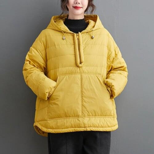 Plus size Oversized Cotton Hooded Coat Casual loose Autumn Winter Woman Jacket 2021 Coat Clothes Womens Outerwear