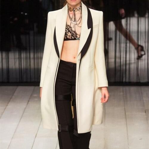 Autumn Winter Coat Women Wool Overcoat Notched Collar Office Style Blazer Slim Windbreaker Blazer Clothing Female Jacket Outwear