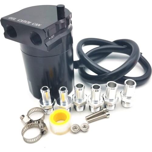 300ML 0.3 Litre Oil Catch Can Kit Reservoir Tank Engine Black Polish Baffled Universal Aluminum