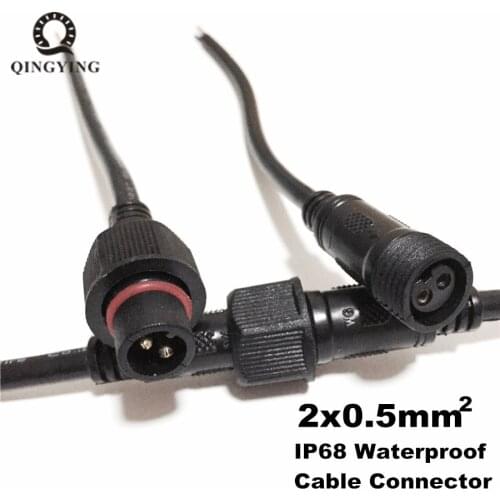 5 Pairs 20cm 2 Core Black Waterproof LED Connector Cable, Male and Female Plug 2 Core 0.5(mm2) For LED Strip Lighting