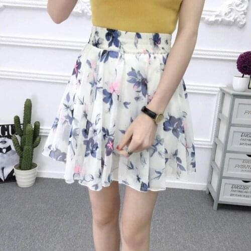 80% HOT SALES！！！Summer Women Chiffon Elastic High Waist Pleated A-line Party Mini Short Skirt