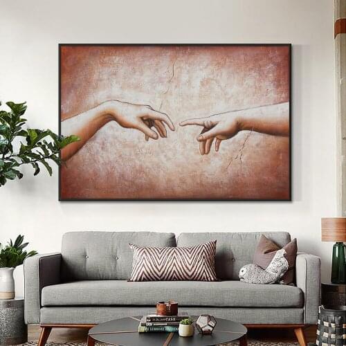 Abstract Romantic Hand With Hand Canvas Painting 100% Hand Painted Wall Art Poster Picture For Couples Lovers Room Decoration