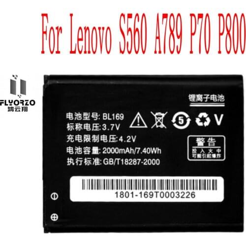 High Quality 2000mAh BL169 Battery For Lenovo S560 A789 P70 P800 Cell Phone