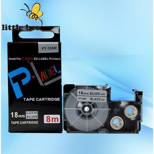 Free shipping 10Pcs compatible Black on Silver XR-18SR1 18mm label tapes for EZ label printers
