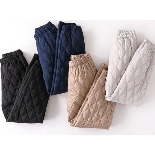 Winter Down Trousers Thickening Slim Thermal Female Thicker Women Wear High-waist Pencil Pants Windproof Warm Trousers Y21