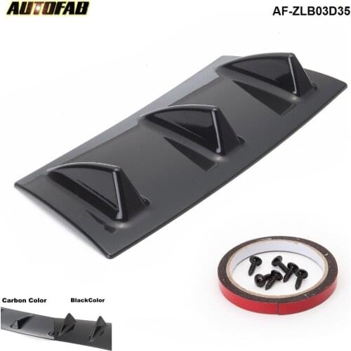 Black/Carbon Color Rear Bumper Chassis Shark Fin 3 Wing Lip Diffuser ABS Universal AF-ZLB03D35