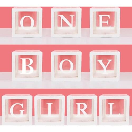 Baby Love Boy Girl Box Balloon Transparent A-z Letter Name Baby Shower Decoration Gender Reveal Party Boy Girl One Year Old