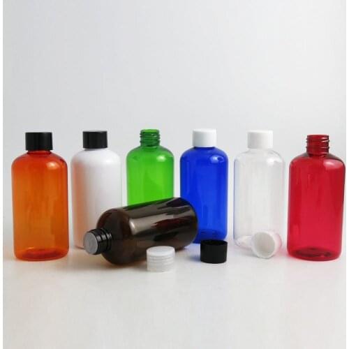 20 x 220ml Shampoo Travel Size Plastic Bottles PET Plastic Shampoo Cream Containers Amber Blue Green Clear White Orange Red