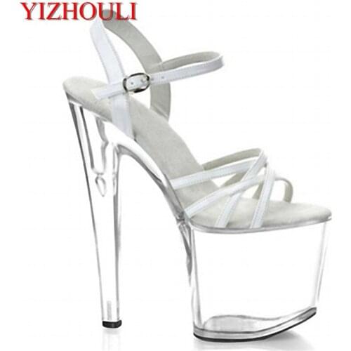 2018 crystal sexy fashion sexy 17-20cm high-heeled shoes sandals clear high heels platform
