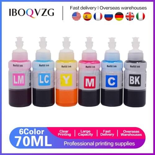 IBOQVZG 70ml Bottle Printer Ink For T6731 T6732 T6733 T6734 T6735 T6736 Cartridges For Epson L800 L805 L810 L850 L1800 Printer