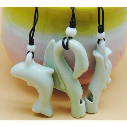Handmade ceramic Animal modeling Whistle Sweater chain pendant necklace N274