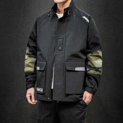 Camouflage Military Jacket Men Cargo Oversized Jacket Men Stand Collar Loose Fashion Army Clothing Sport Casual Windproof Caot