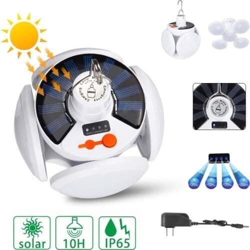 42LED Solar Light Bulb Outdoor Waterproof 90° Fold Solar Emergency Rechargeable Bulb Light Camping Garden Lighting For Hiking