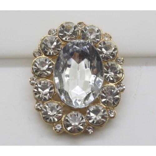 Fashion 10Pc Sewing Craft 25*32MM oval Cluster Crystal rhinestone button metal button Jewelry Craft decorate wedding invetations