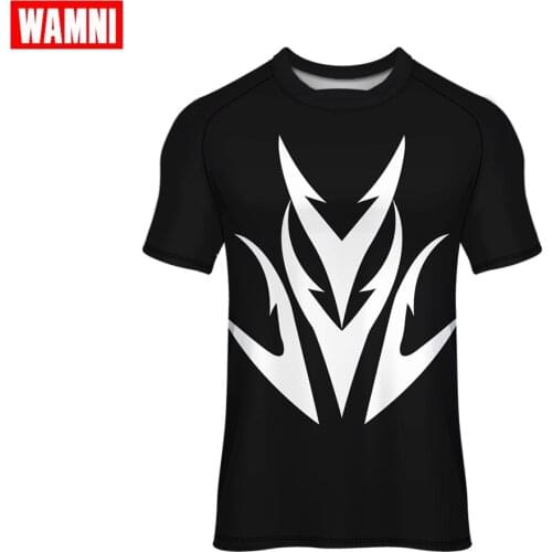 WAMNI Man Sports Short Sleeve Tee Running T-shirt Racing Wear Unique U-Neck Top Polyester Quick drying Tshirt